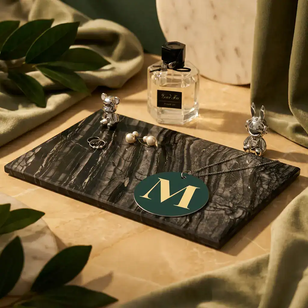 Луксозен Мраморен Поднос „Wood Ebony Holder“