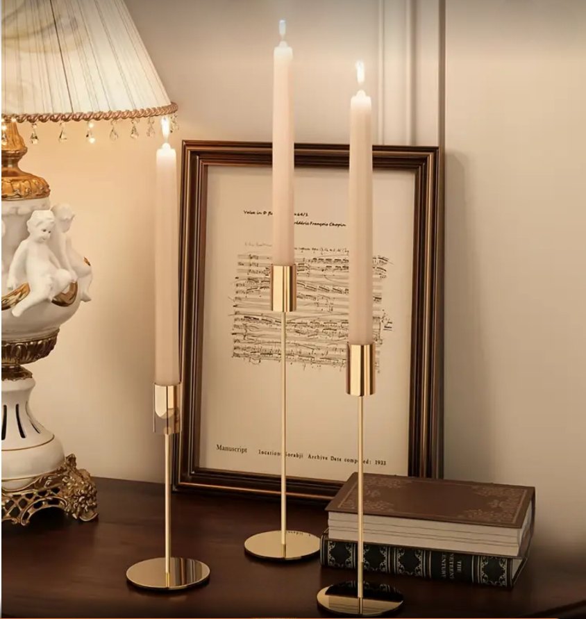Луксозен Комплект Златни Свещници Gold Glow Set – снимка 2