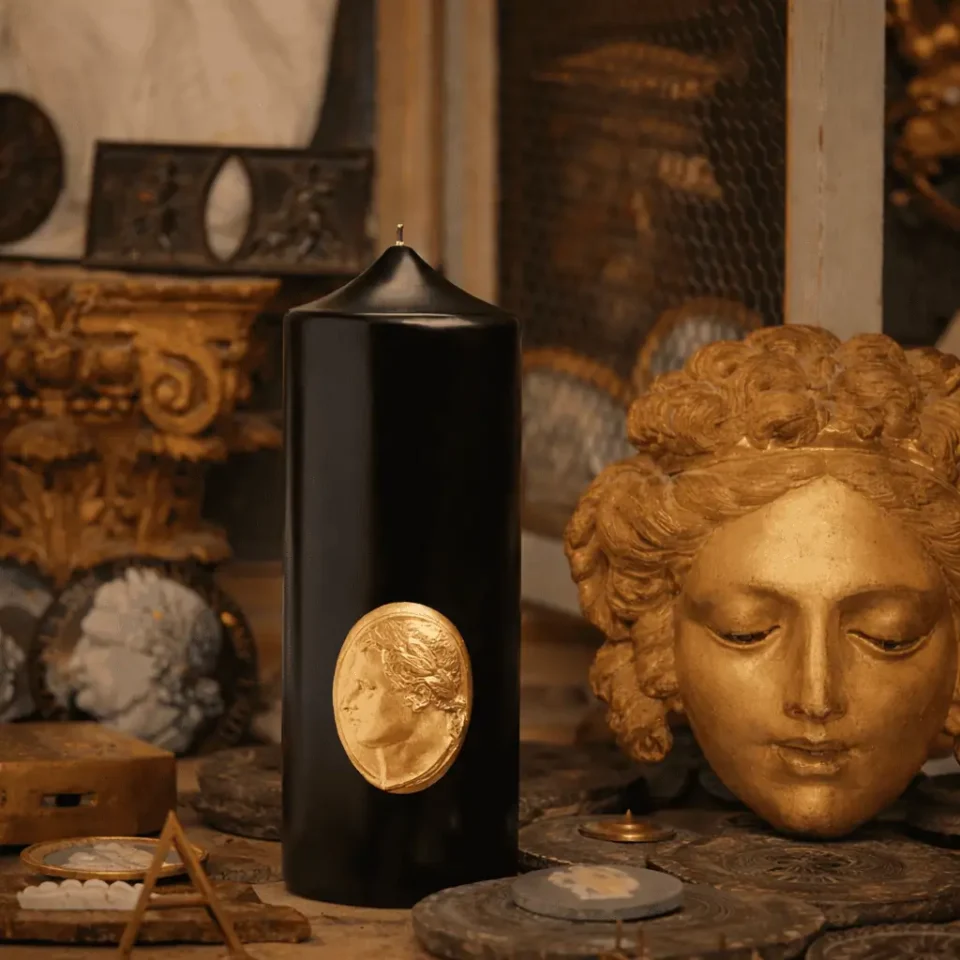 Свещ Пилар Trudon – Imperial Pillar Candle (Императорски Поклон: Монументална Релефна Камея с Лика на Наполеон) – снимка 2