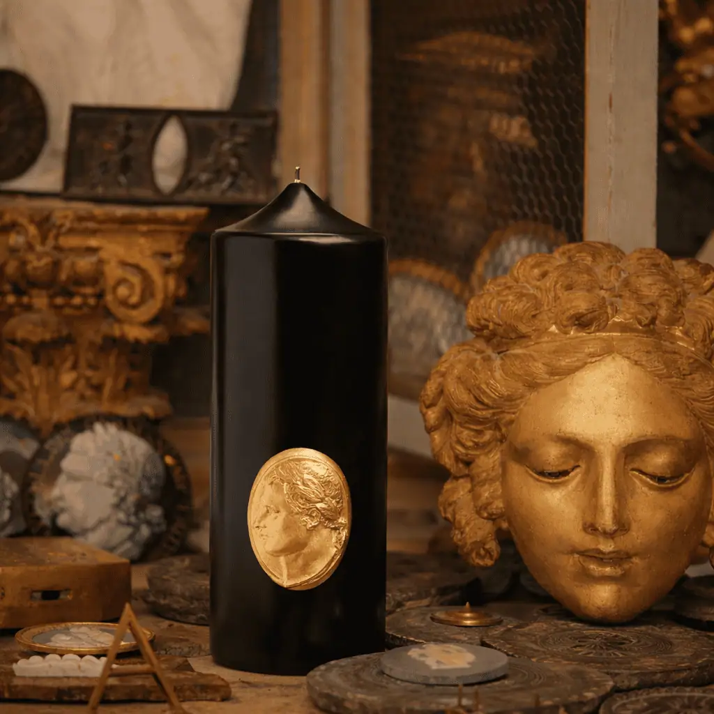 Свещ Пилар Trudon – Imperial Pillar Candle (Императорски Поклон: Монументална Релефна Камея с Лика на Наполеон) – снимка 2