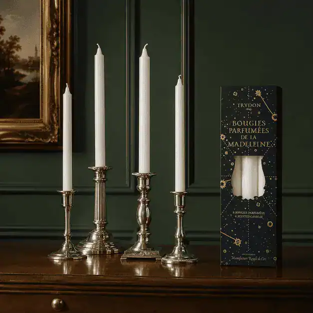 Луксозни Ароматни Свещи Тейпър Trudon – Fir Scented Madeleine (Вековна Гора: Ароматни Трапезни Свещи със Сибирски – снимка 2