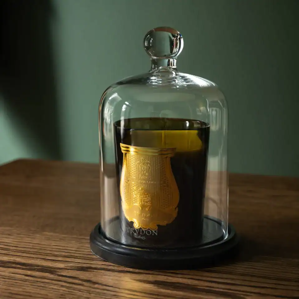 Луксозен Стъклен Купол Trudon – La Cloche (Занаятчийски Ръчно Духан Купол & Полирана Дървена Основа) – снимка 2