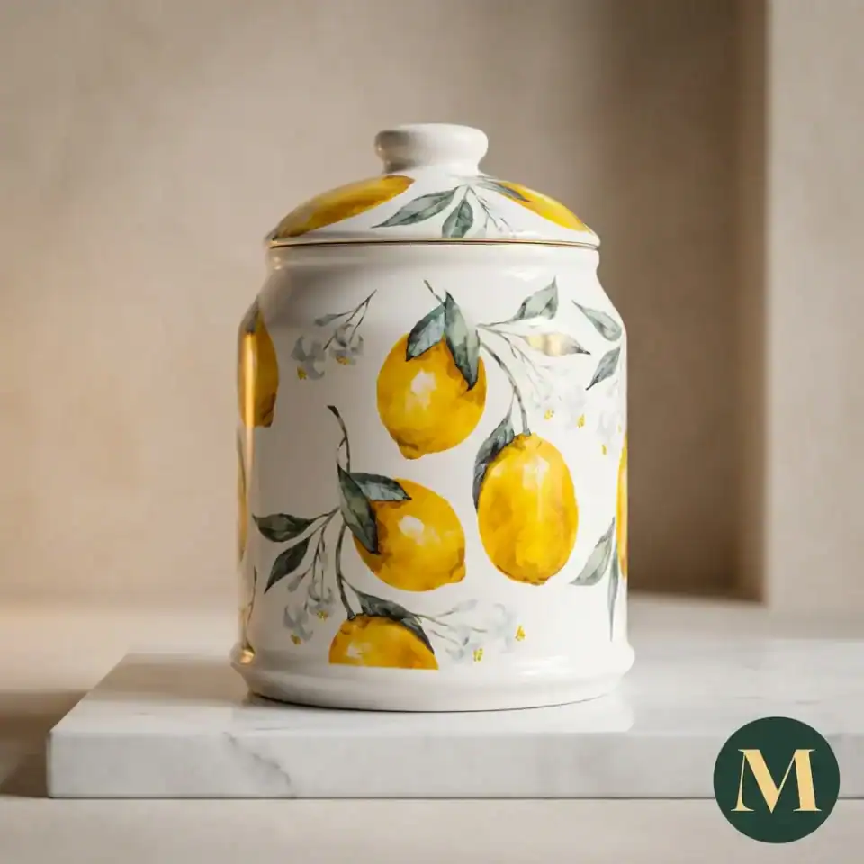 Слънцето на Амалфи | Керамичен съд за съхранение с капак „Lemon Bliss“