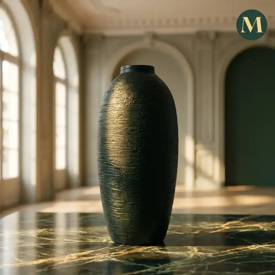 Минималистична черна ваза „Zen Texture“ | Скулптурен дизайн