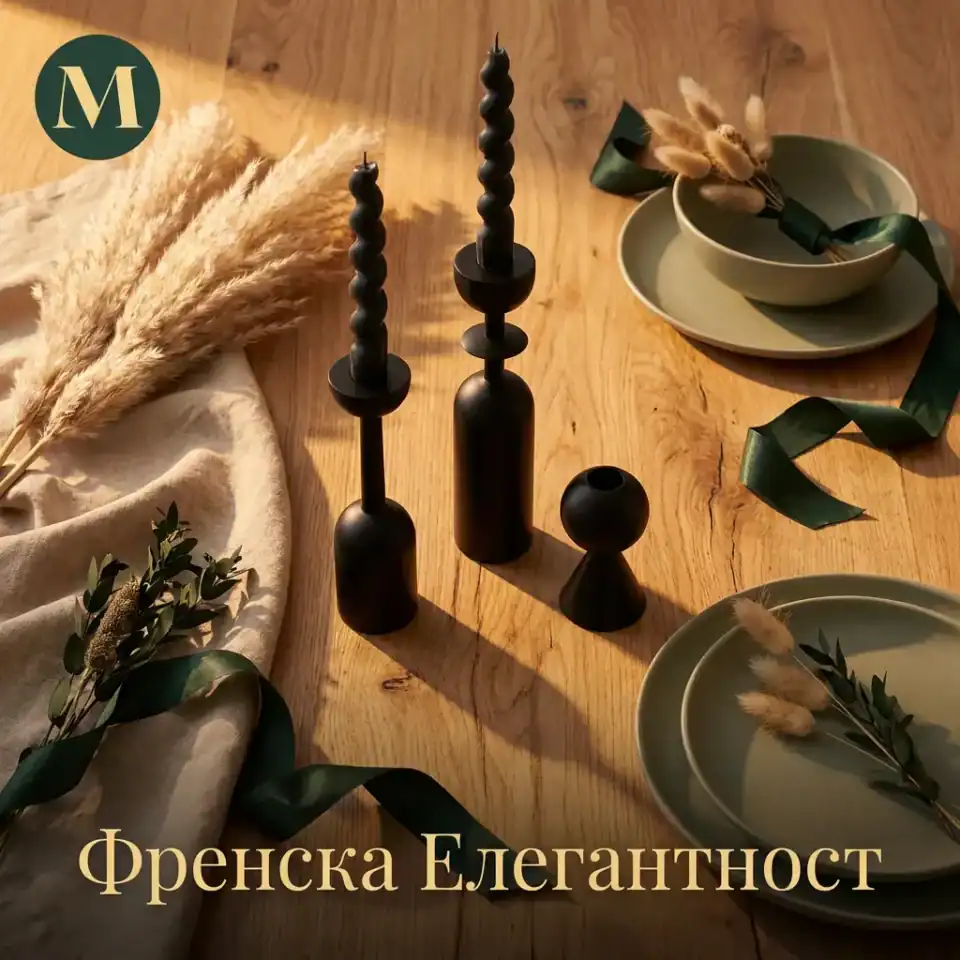Колекция дървени свещници Noir Geometry | Сет от 3 броя – снимка 2