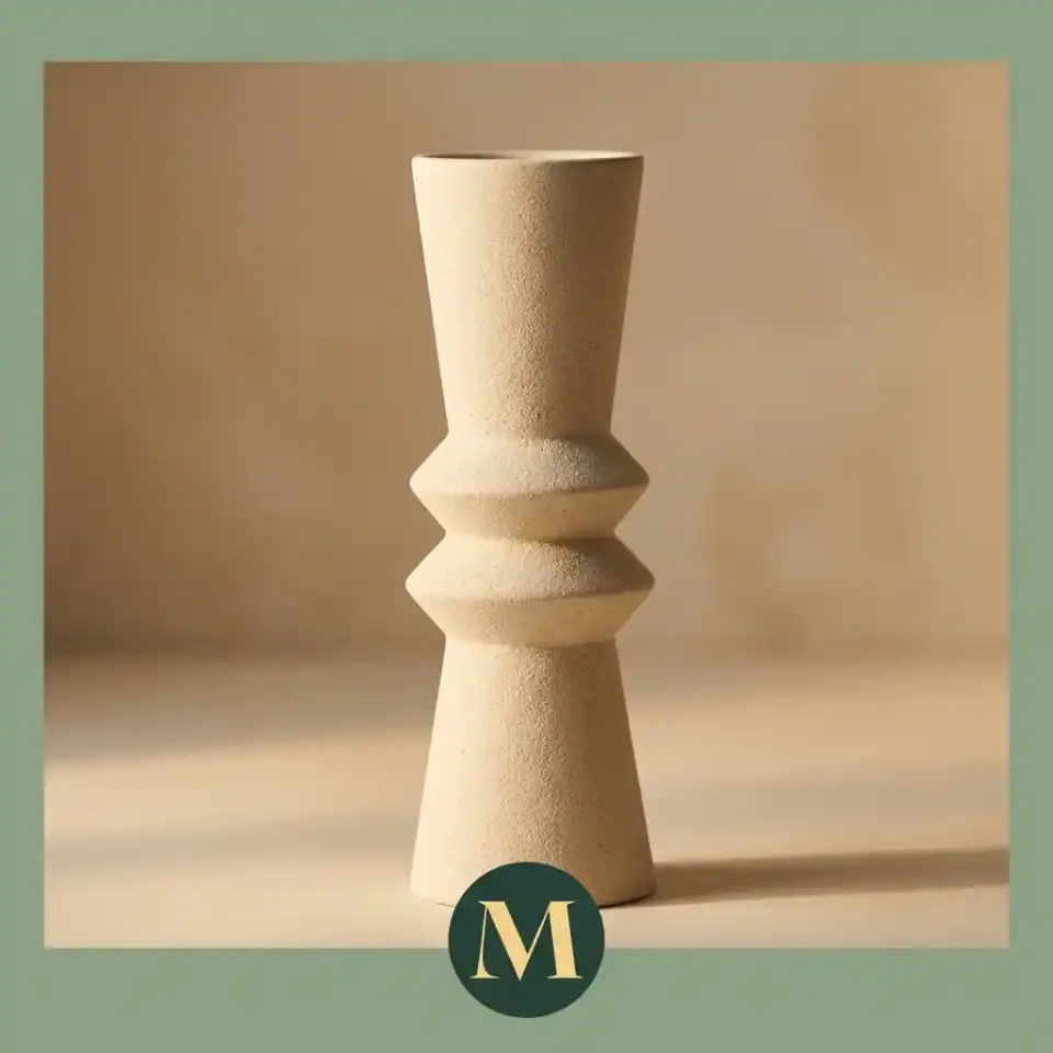 Луксозен висок керамичен свещник „Sculptural Sand“ | 22см
