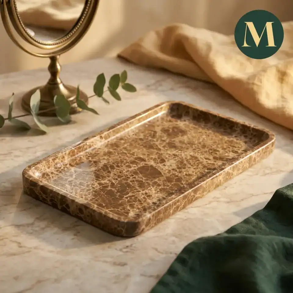Луксозен поднос от естествен мрамор „Carrara Amber“