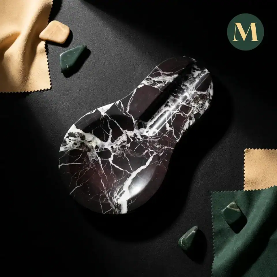Луксозен Мраморен Пепелник Imperial Rosso – снимка 2