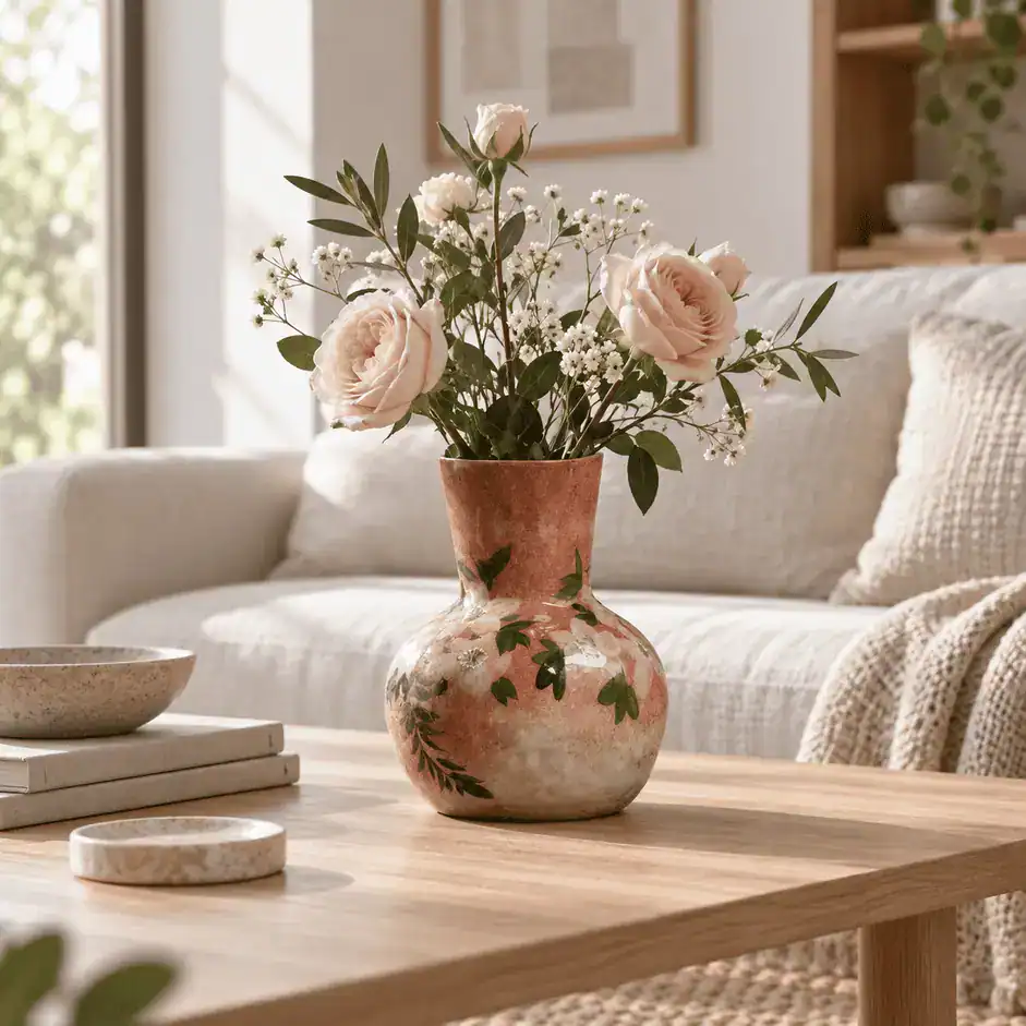 Ръчно Рисувана Керамична Ваза „Terracotta Bloom“