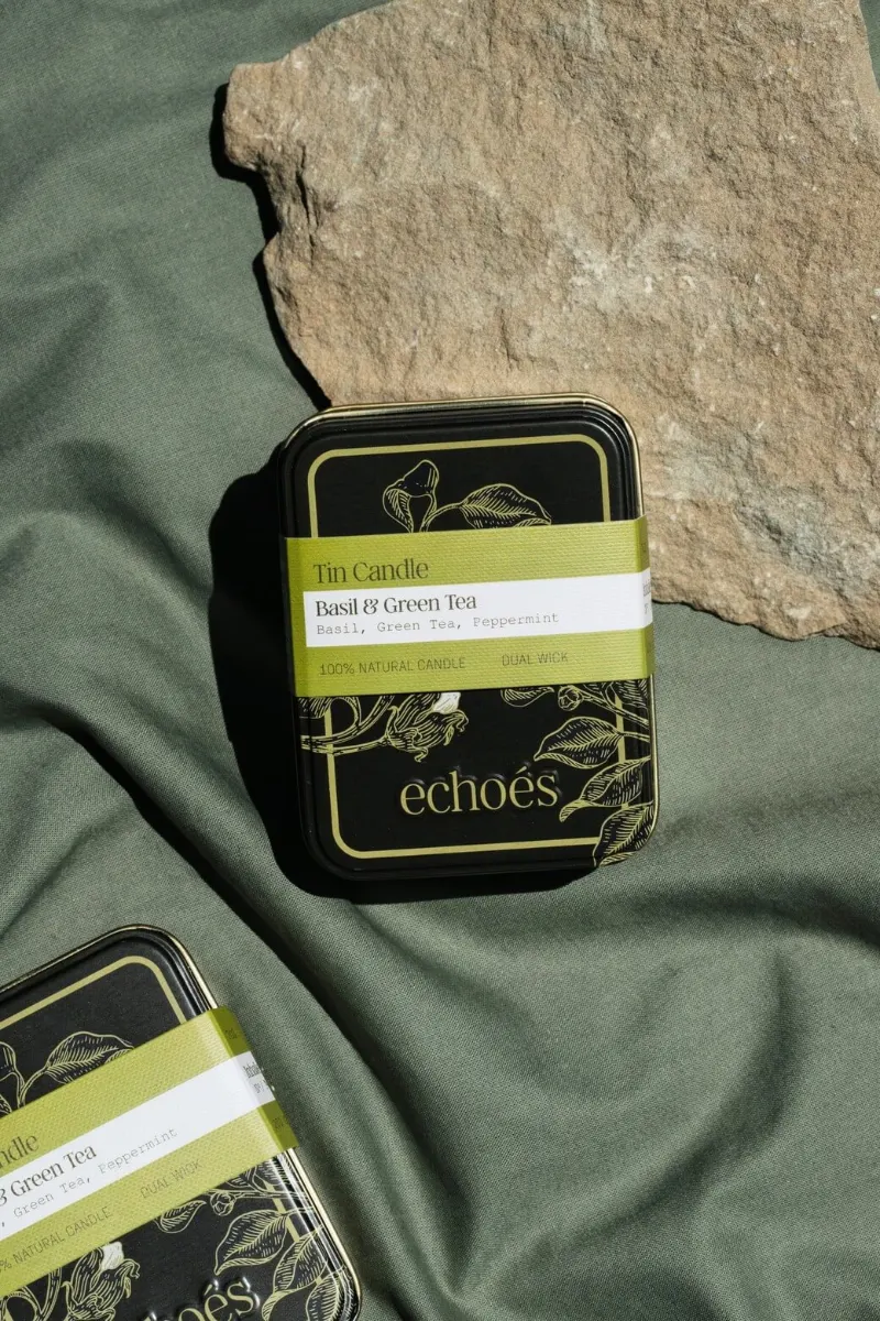Ароматна свещ в метална кутийка ,,Basil & Green Tea” | 200 g – снимка 2