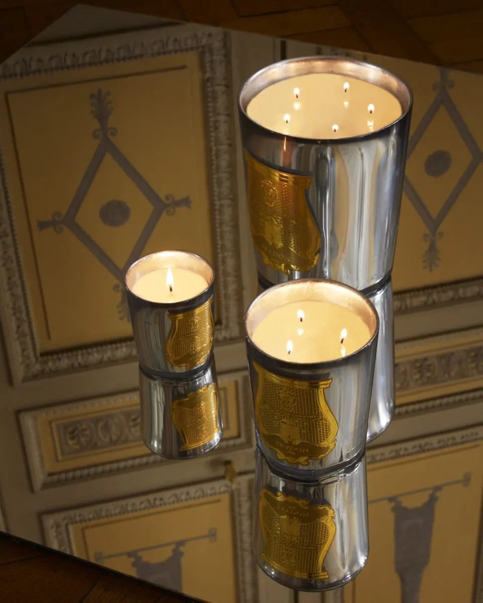 Trudon Cabinet des Miroirs, сребърни свещи La Nuit des Glaces в три размера
